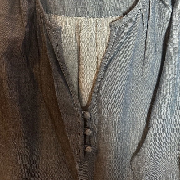 Lucky Brand, women’s bell sleeve peasant top, size M, blue - Picture 2 of 7